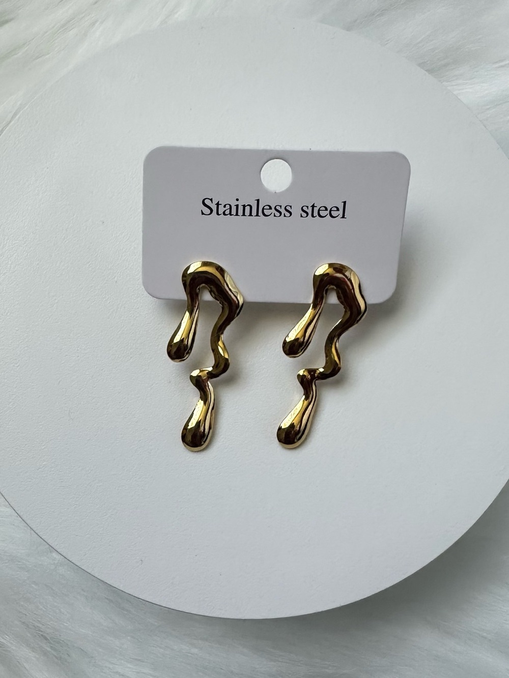 Gold Abstract Drop Stainless Steel Earrings
